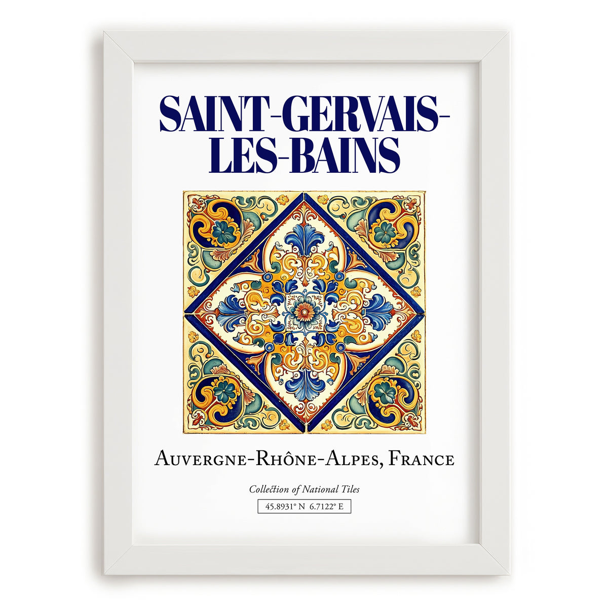 Saint-Gervais-les-Bains, France – Away From Home Poster, placed in minimal white frame