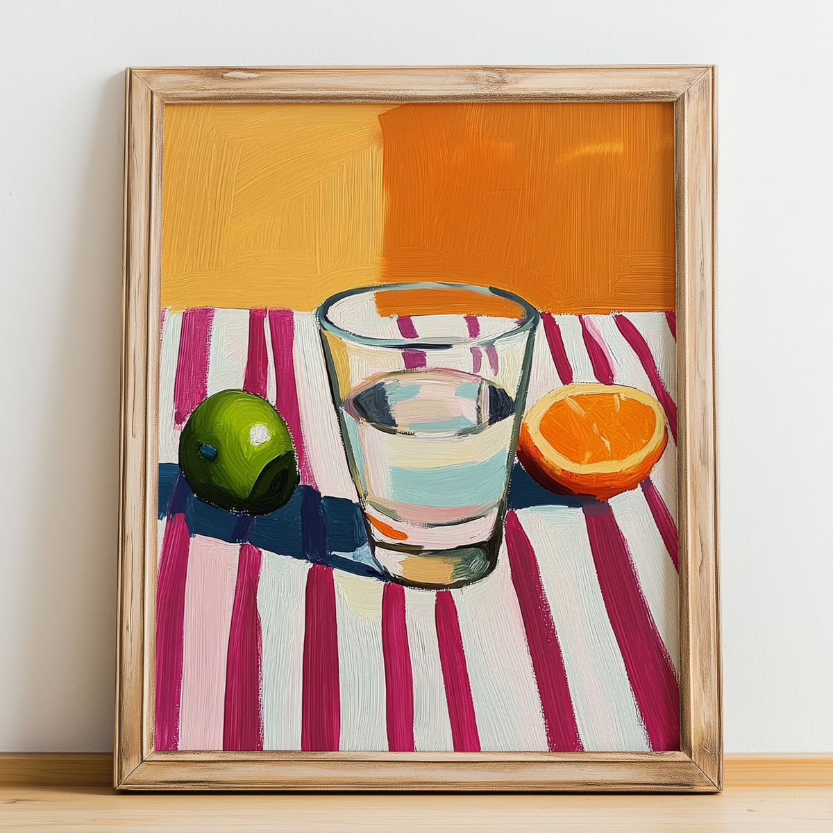 Aguardiente – Spanish Spirit Drink, Beach Bar Wall Art, no-text version framed in wood