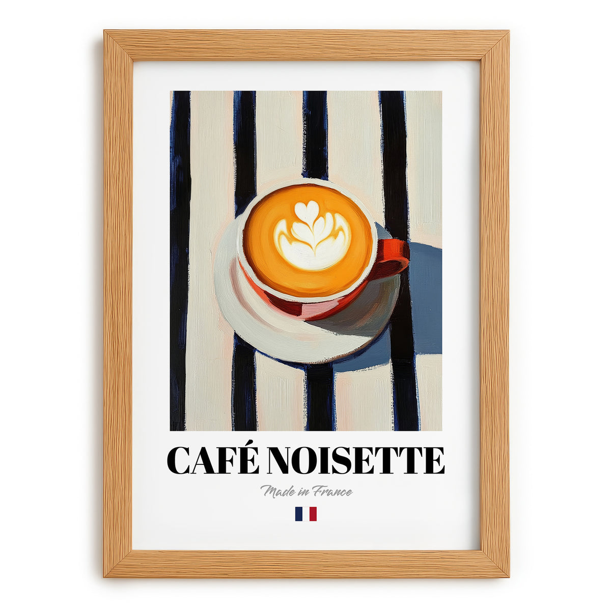 Café Noisette – French Coffee, Book Café Illustration, set in oak frame