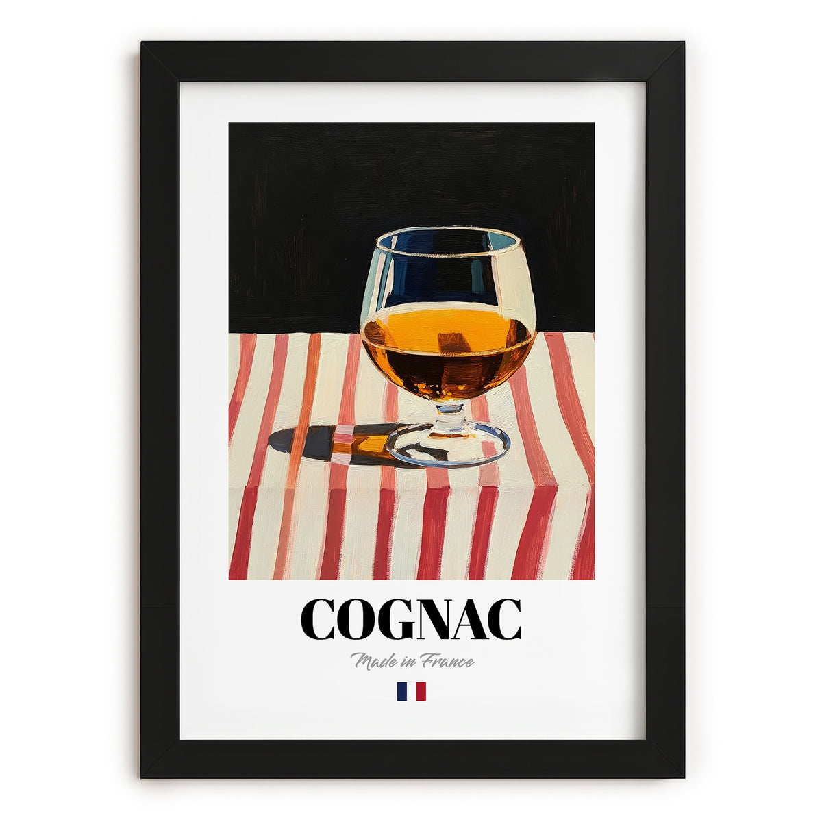 Cognac – French Spirit Drink, Beach Bar Poster, in sleek black frame