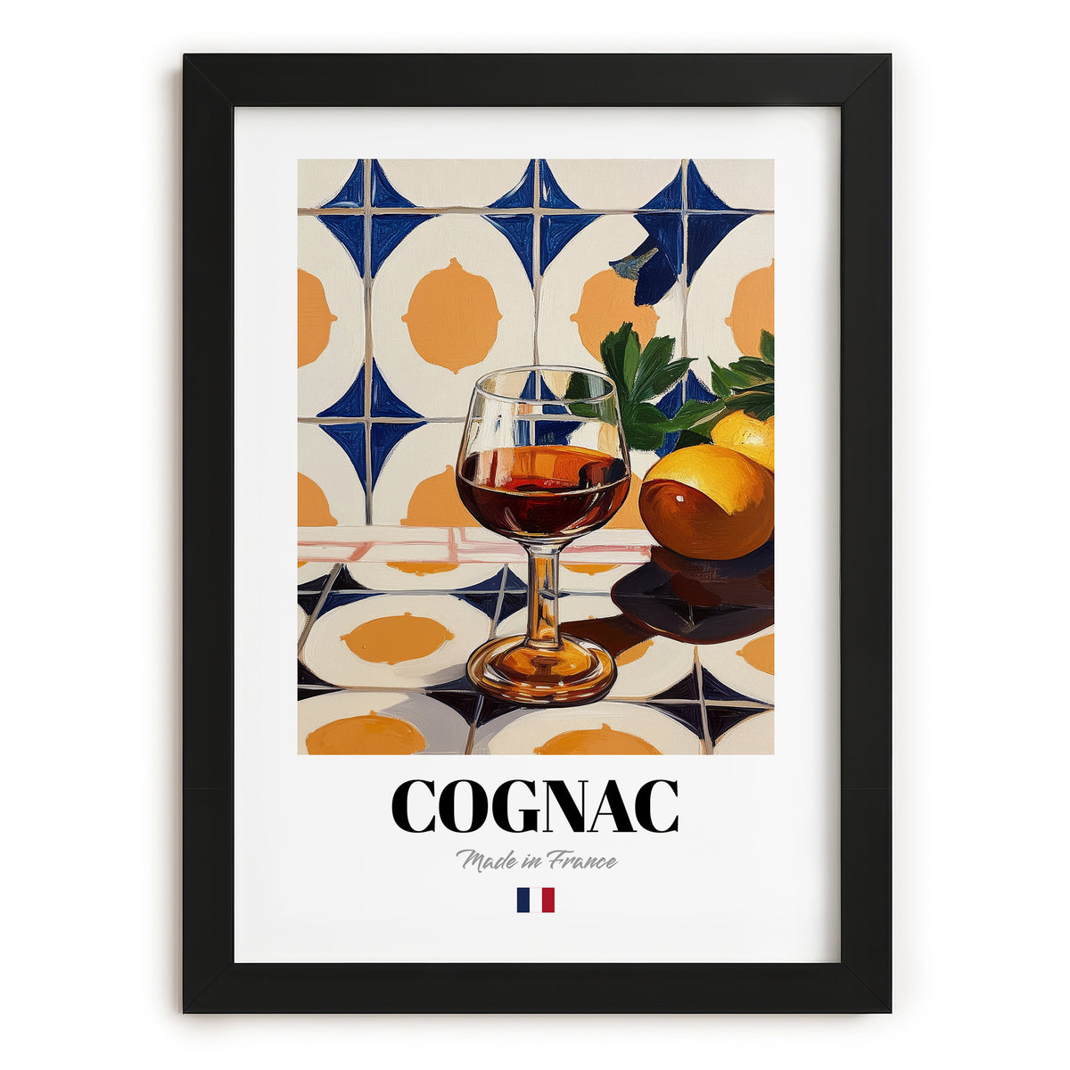Cognac – French Spirit Drink, Hotel Lobby Art, in sleek black frame