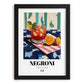 Negroni – Italian Cocktail Drink, Beach Bar Illustration, in sleek black frame