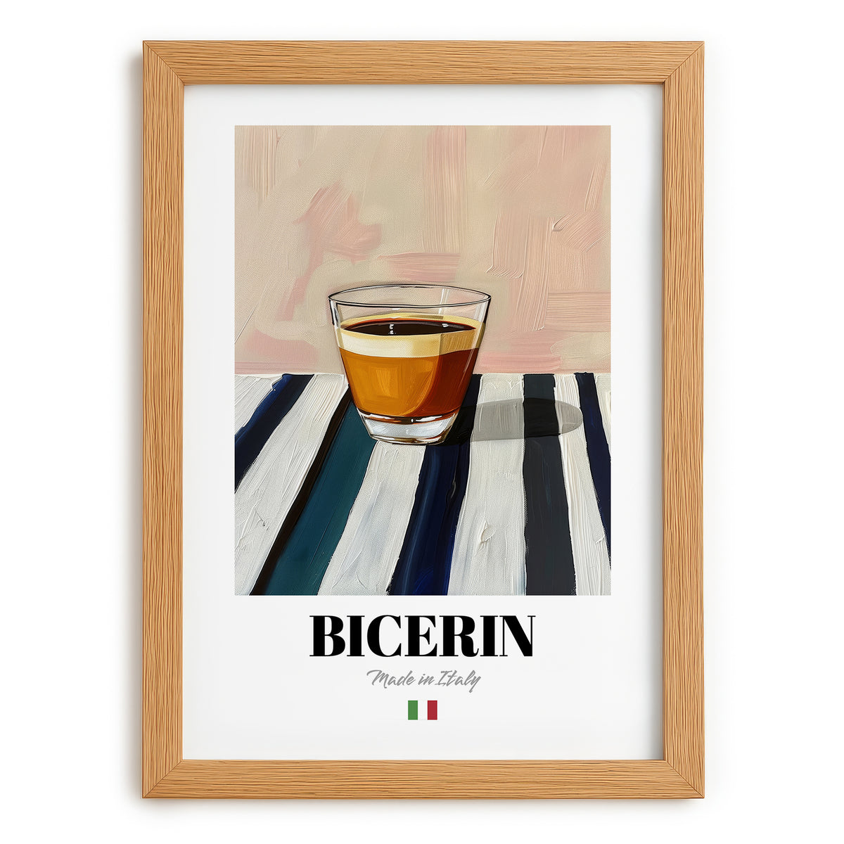 Bicerin – Italian Coffee, Book Café Poster, set in oak frame