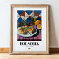 Focaccia – Italian Bread Dish, Tavern Poster, in wooden frame leaning on the floor