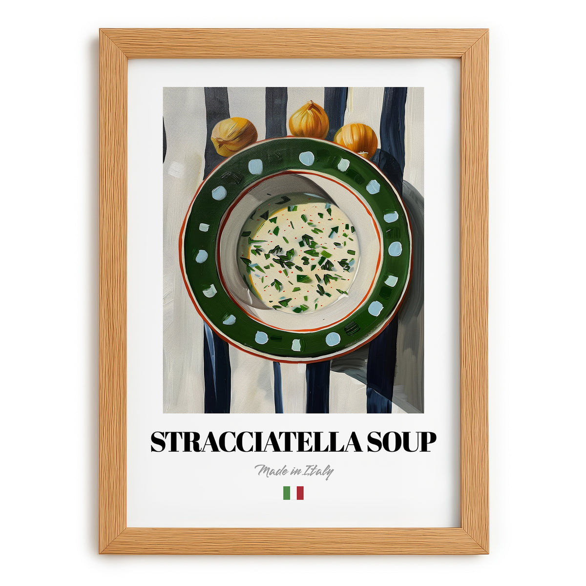 Stracciatella Soup – Italian Soup Dish, Bistro Painting, set in oak frame