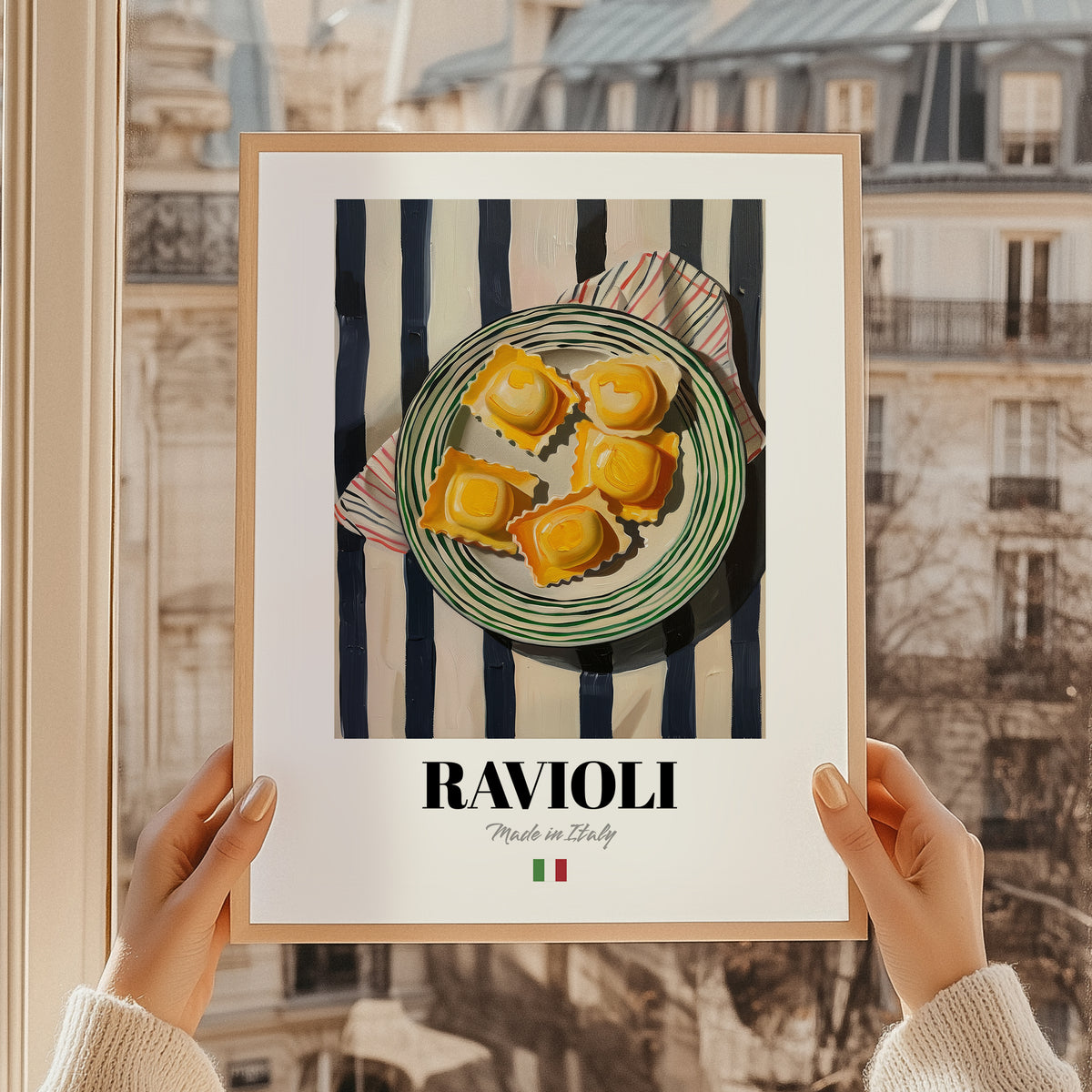 Ravioli – Italian Pasta, Osteria Art, styled in a charming Paris street view
