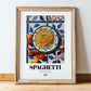 Spaghetti – Italian Pasta, Restaurant Poster, in wooden frame leaning on the floor