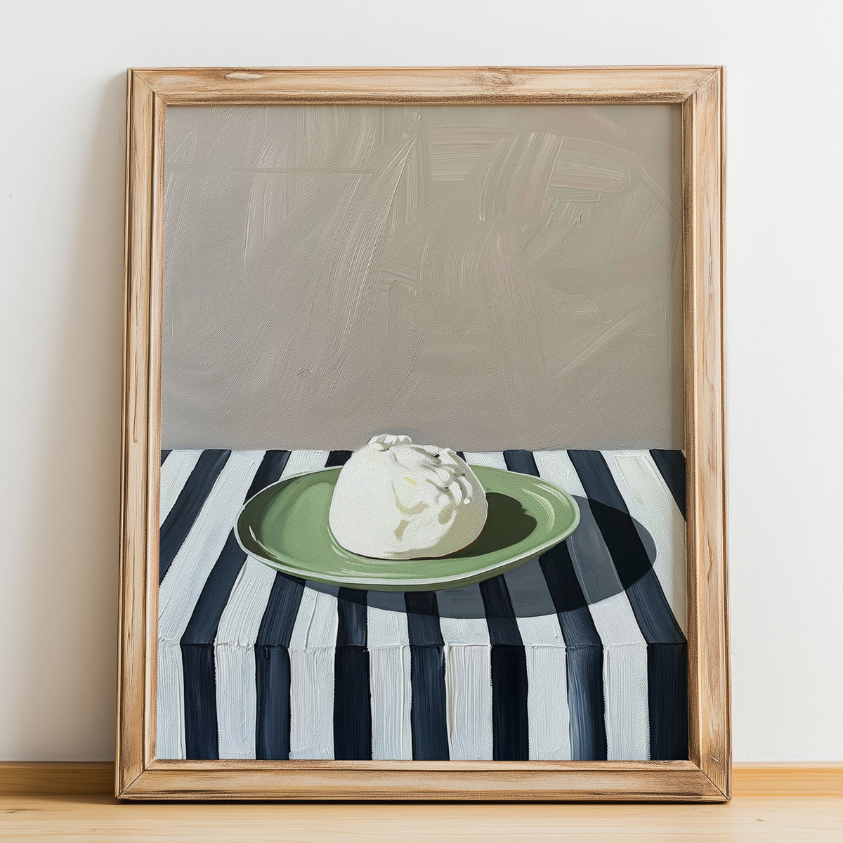 Burrata – Italian Cheese Dish, Bistro Poster, no-text version framed in wood