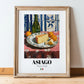 Asiago – Italian Cheese Dish, Tavern Poster, in wooden frame leaning on the floor