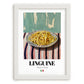 Linguine – Italian Pasta, Restaurant Wall Decor, placed in minimal white frame
