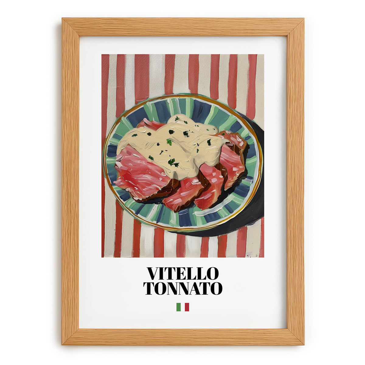 Vitello Tonnato – Italian Meat Dish, Restaurant Still Life, set in oak frame