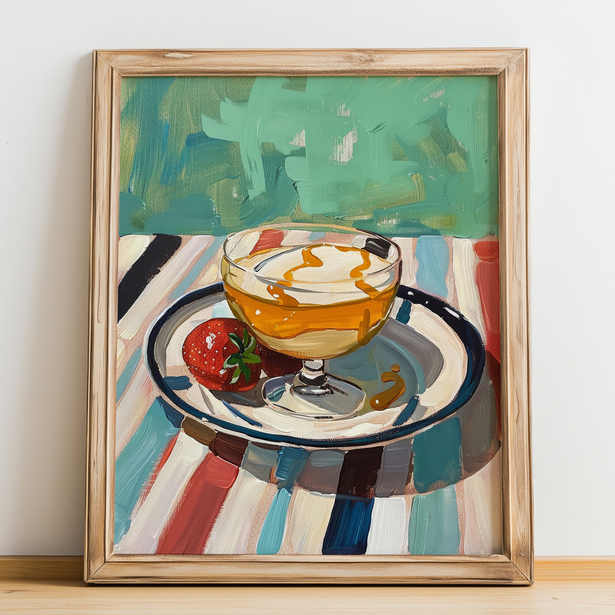 Zabaione – Italian Dessert Dish, Café Still Life, no-text version framed in wood