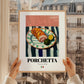 Porchetta – Italian Meat Dish, Fine Dining Restaurant Poster, styled in a charming Paris street view