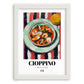 Cioppino – Italian Soup Dish, Farmhouse Kitchen Poster, placed in minimal white frame