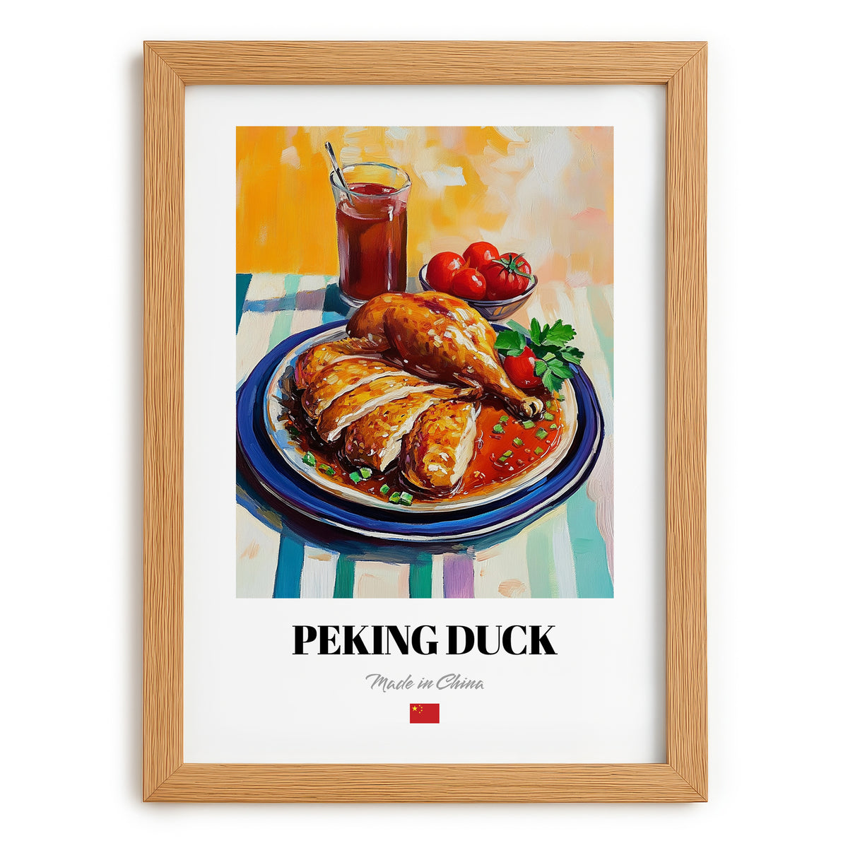 Peking Duck – Oil Painting, Chinese Food Wall Decor, set in oak frame