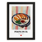 Peking Duck – on Striped Tablecloth, Chinese Food Poster, in sleek black frame