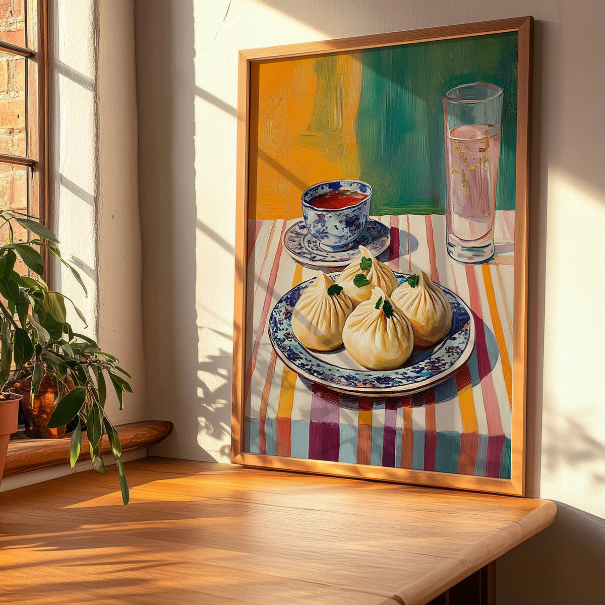 Xiao Long Bao – Colorful Oil Painting, Chinese Food Poster, clean layout with no caption