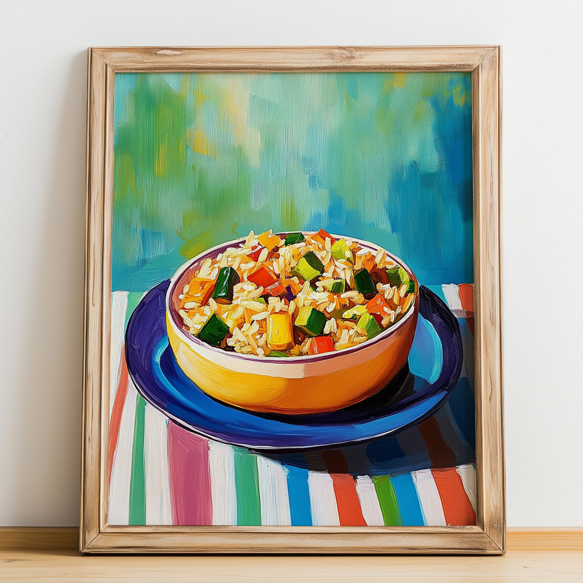 Chǎofàn – Oil Painting, Chinese Food Painting, no-text version framed in wood