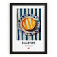 Dàn Tǎ (Egg Tart) – on Striped Tablecloth, Chinese Dessert Poster, in sleek black frame