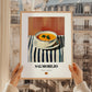 Salmorejo – on Striped Tablecloth, Spanish Food Print, styled in a charming Paris street view