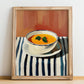 Salmorejo – on Striped Tablecloth, Spanish Food Print, no-text version framed in wood