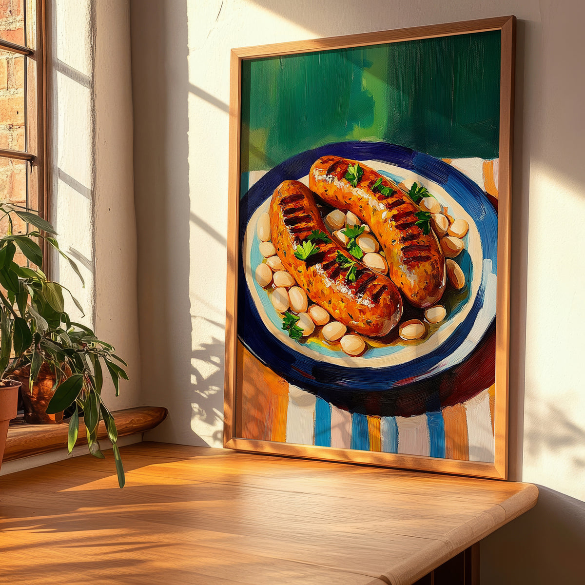 Butifarra amb Mongetes – Art, Spanish Food Still Life, clean layout with no caption