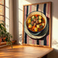 Pot-au-feu – on Striped Tablecloth, French Food Painting, clean layout with no caption