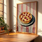 Clafoutis – on Striped Tablecloth, French French Dessert Illustration, clean layout with no caption