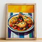 Poulet à la Provençale – Colorful Oil Painting, French Food Painting, no-text version framed in wood