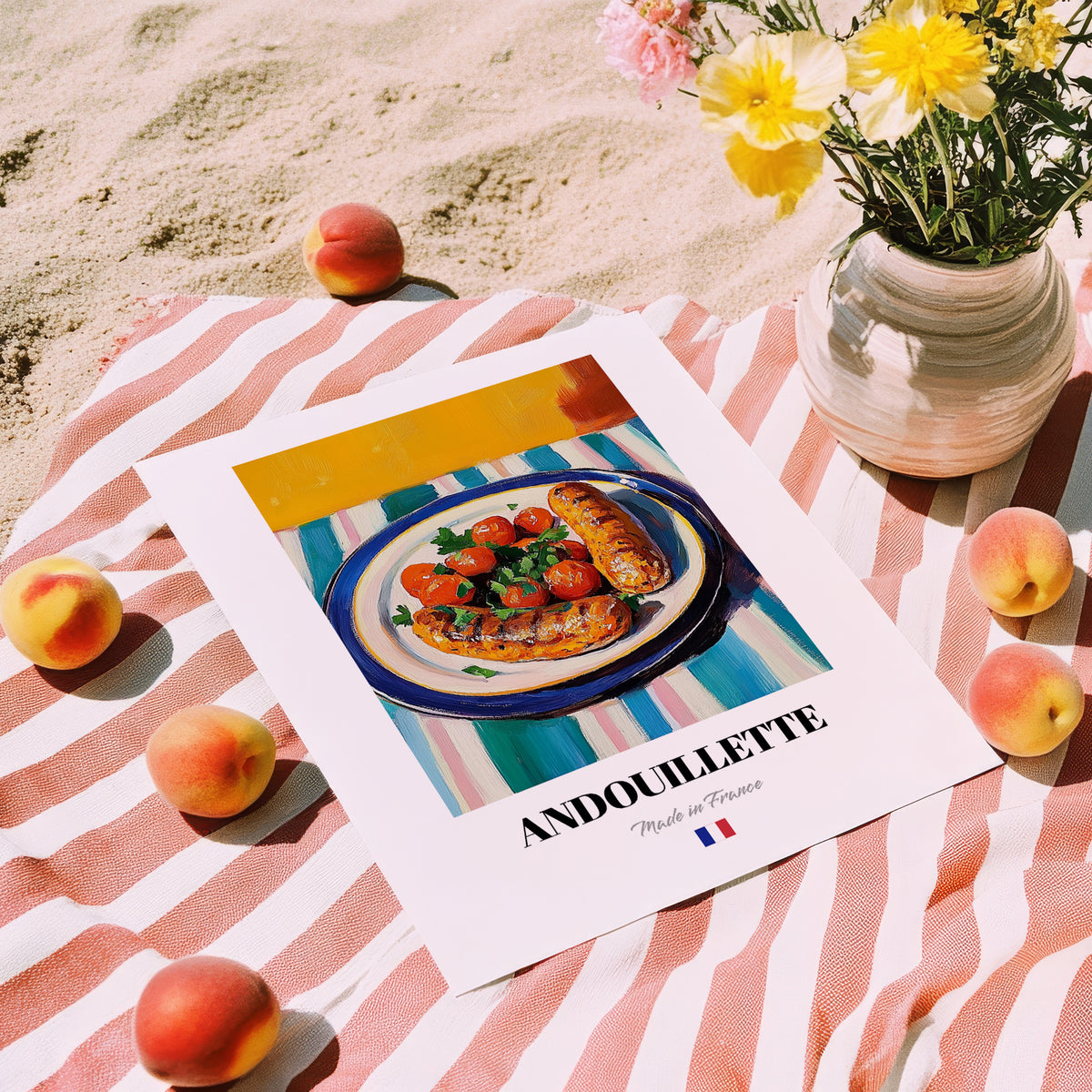 Andouillette – Oil Painting, French Food Painting, unframed on coastal sand