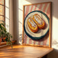 Pain Perdu – on Striped Tablecloth, French French Dessert Still Life, clean layout with no caption