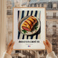 Bœuf en Croûte – on Striped Tablecloth, French Food Art, styled in a charming Paris street view