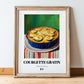 Courgette Gratin – Colorful Oil Painting, French Food Illustration, in wooden frame leaning on the floor