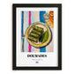 Dolmades – on Striped Tablecloth, Greek Food Illustration, in sleek black frame
