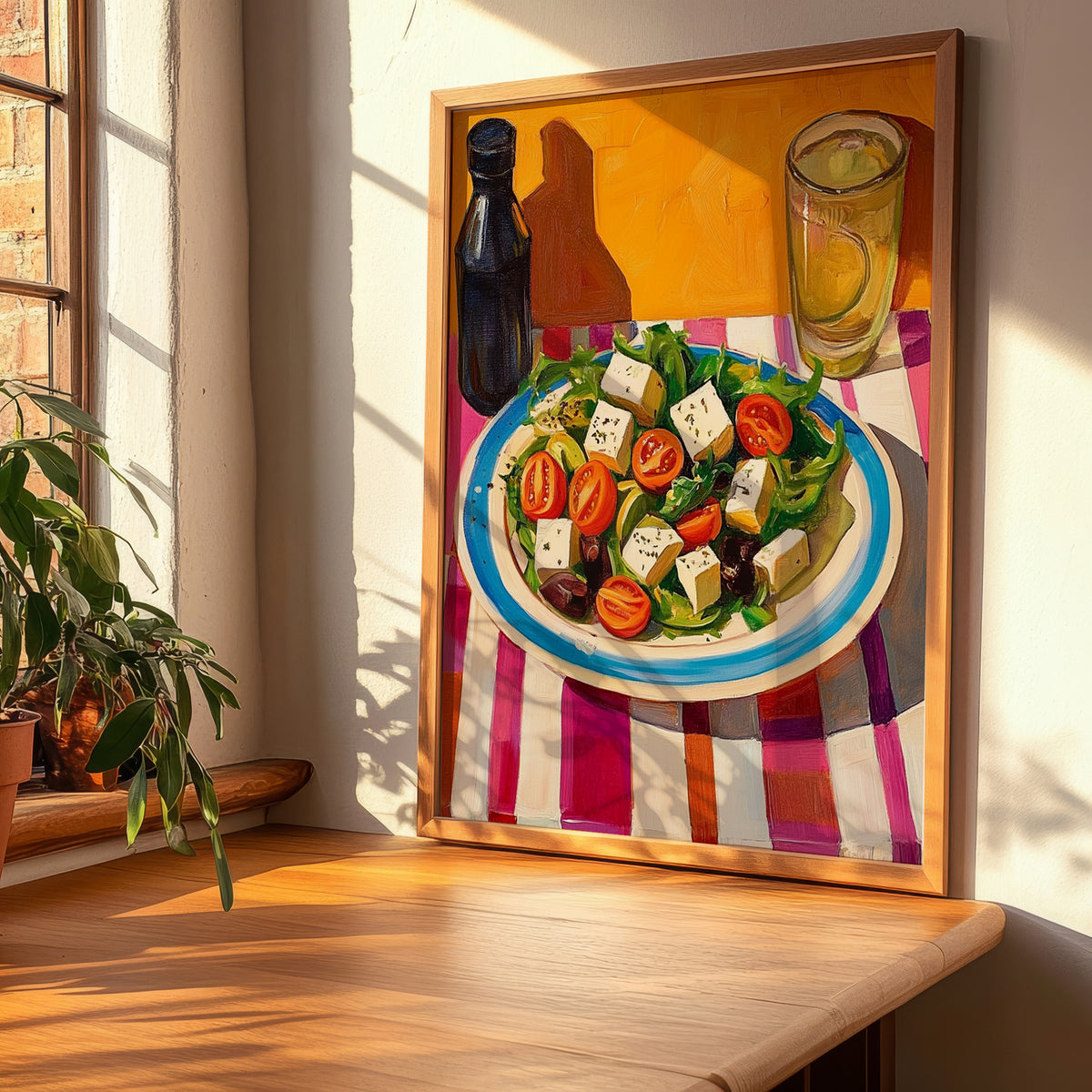 Greek Salad – Art, Greek Food Painting, clean layout with no caption
