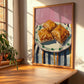 Baklava – on Striped Tablecloth, Greek Dessert Illustration, clean layout with no caption