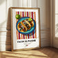 Tacos al Pastor – on Striped Tablecloth, Mexican Food Illustration
