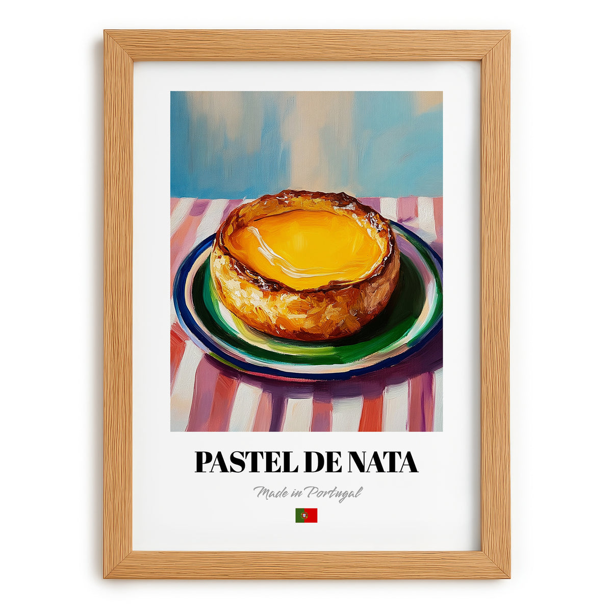 Pastel de Nata – Oil Painting, Portuguese Dessert Print, set in oak frame