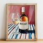 Muscadet – on Striped Tablecloth, French Wine Poster, no-text version framed in wood
