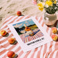 Monbazillac – French Hillside Café View, French Wine Illustration, unframed on coastal sand