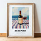 Ruby Port – Portuguese Seaside Scene, Portuguese Dessert Wine Wall Illustration, in wooden frame leaning on the floor