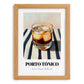 Porto Tónico – on Striped Tablecloth, Portuguese Cocktail Wall Art, set in oak frame