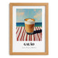 Galão – Portuguese Coastal Café Moment, Portuguese Coffee Painting, set in oak frame