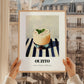 Ouzito – on Striped Tablecloth, Greek Cocktail Wall Decor, styled in a charming Paris street view
