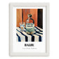 Pu-erh Tea – on Striped Tablecloth, Chinese Spirit Painting, placed in minimal white frame
