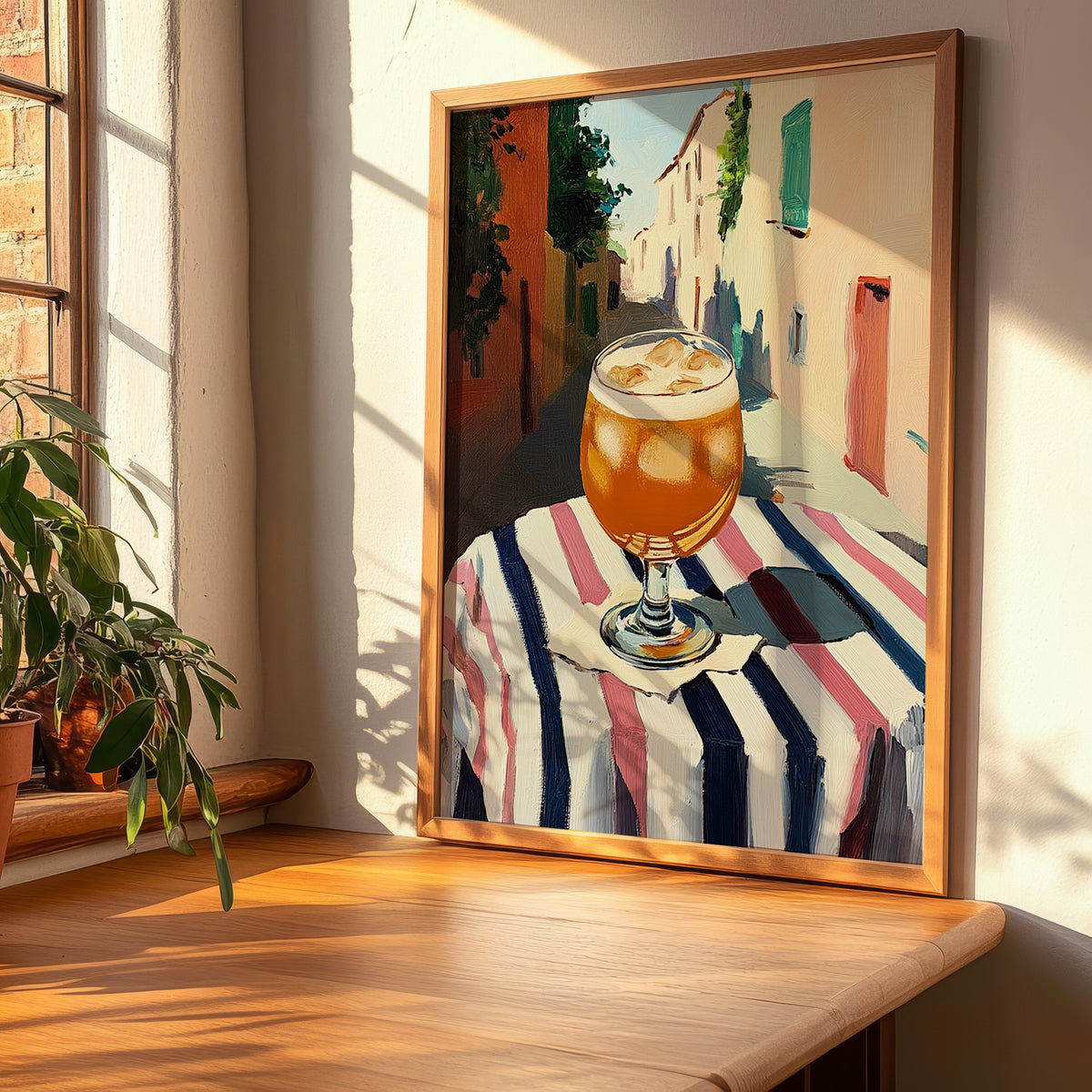 Kvass – Polish Outdoor Café Scene, Polish Beverage Painting, clean layout with no caption