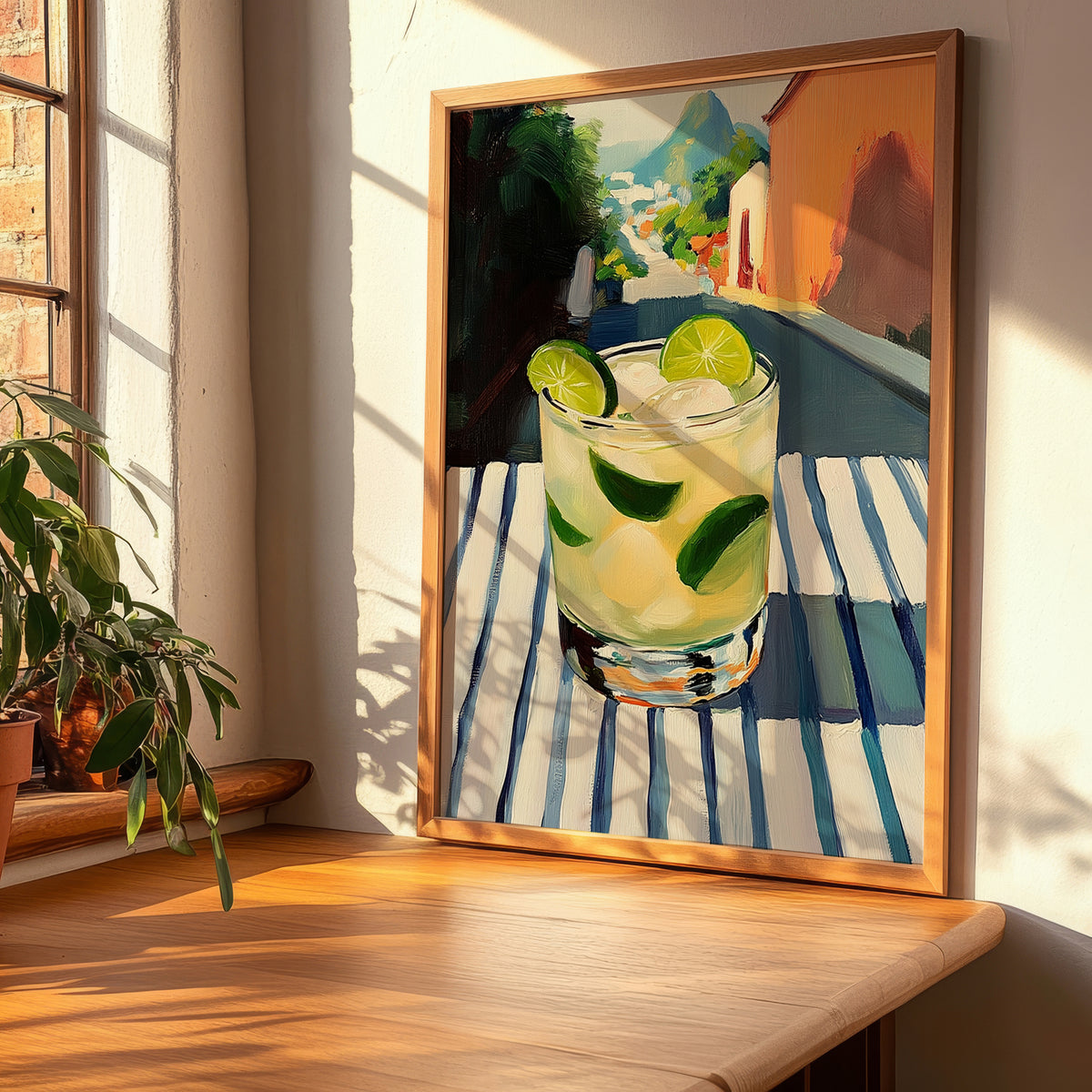 Caipirinha – Brazilian Outdoor Café Scene, Brazilian Cocktail Wall Art, clean layout with no caption