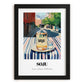Soju – Korean Urban Café Scene, Korean Beverage Illustration, in sleek black frame