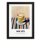 Socată – on Striped Tablecloth, Romanian Spirit Still Life, in sleek black frame