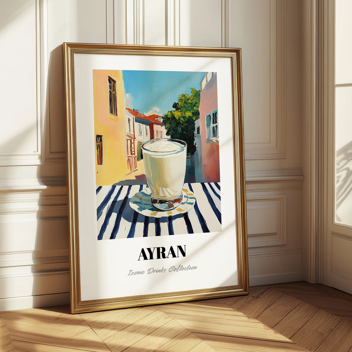 Ayran – Turkish Street Café Scene, Turkish Beverage Poster